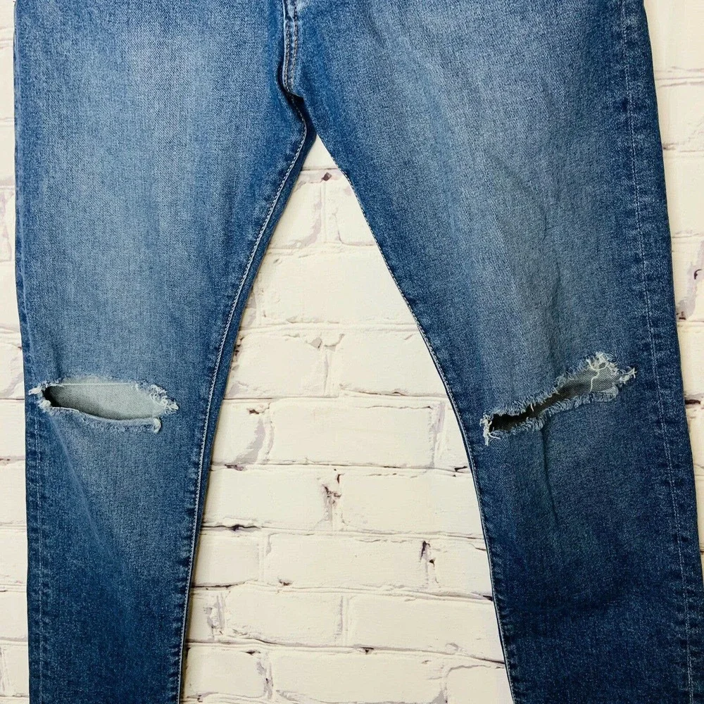 H&M Mens Ripped Denim Jeans 32 x 31‎ Slim Low Waist